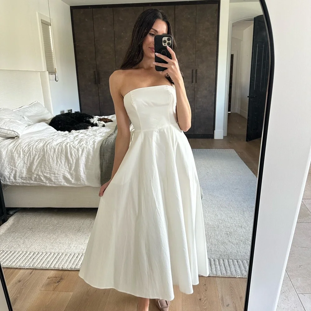 Reformation Strapless Cream Dress - Picture 3 of 6